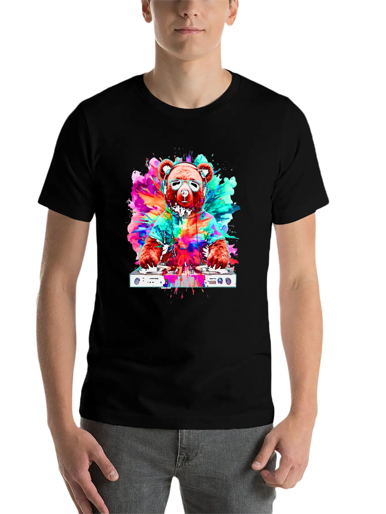 DJ Bear, Teddy, Cartoon, Music, Concerts Festivals Unisex Casual T-Shirt – Clean Design For Daily Comfort