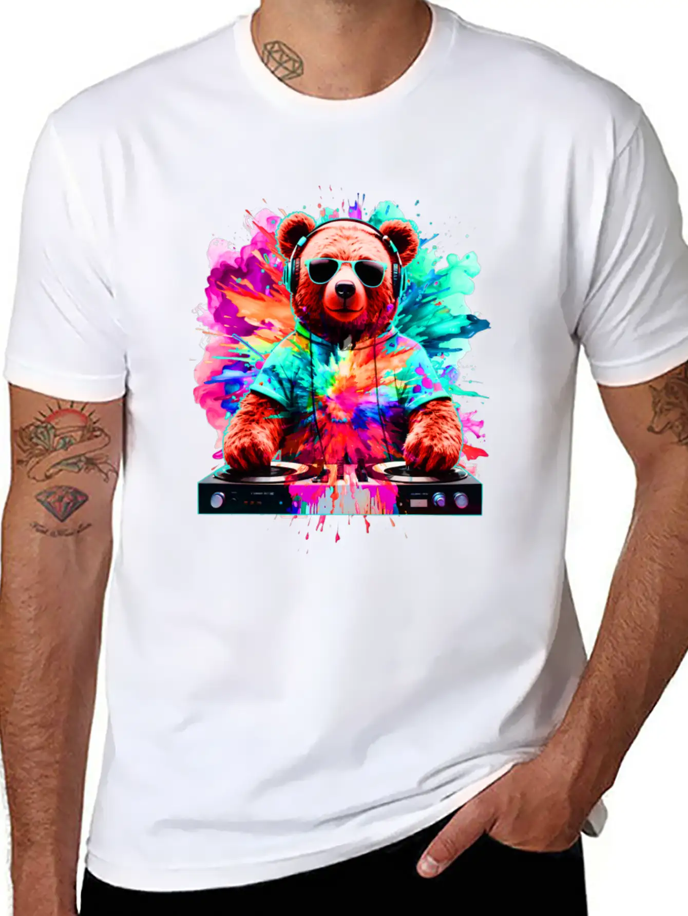 DJ Bear, Teddy, Cartoon, Music, Concerts Festivals Unisex Casual T-Shirt – Clean Design For Daily Comfort