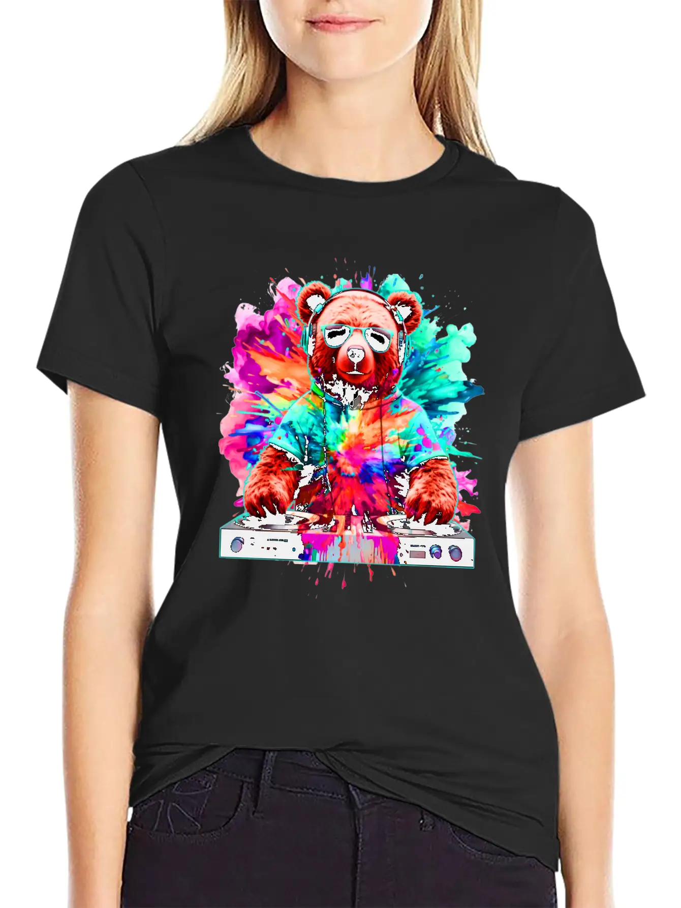 DJ Bear, Teddy, Cartoon, Music, Concerts Festivals Unisex Casual T-Shirt – Clean Design For Daily Comfort