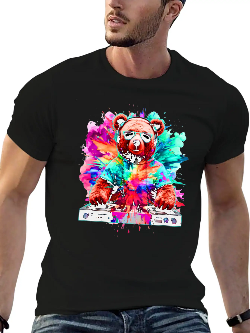 DJ Bear, Teddy, Cartoon, Music, Concerts Festivals Unisex Casual T-Shirt – Clean Design For Daily Comfort