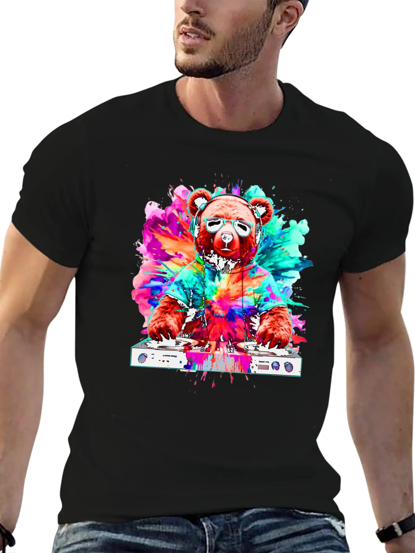 DJ Bear, Teddy, Cartoon, Music, Concerts Festivals Unisex Casual T-Shirt – Clean Design For Daily Comfort
