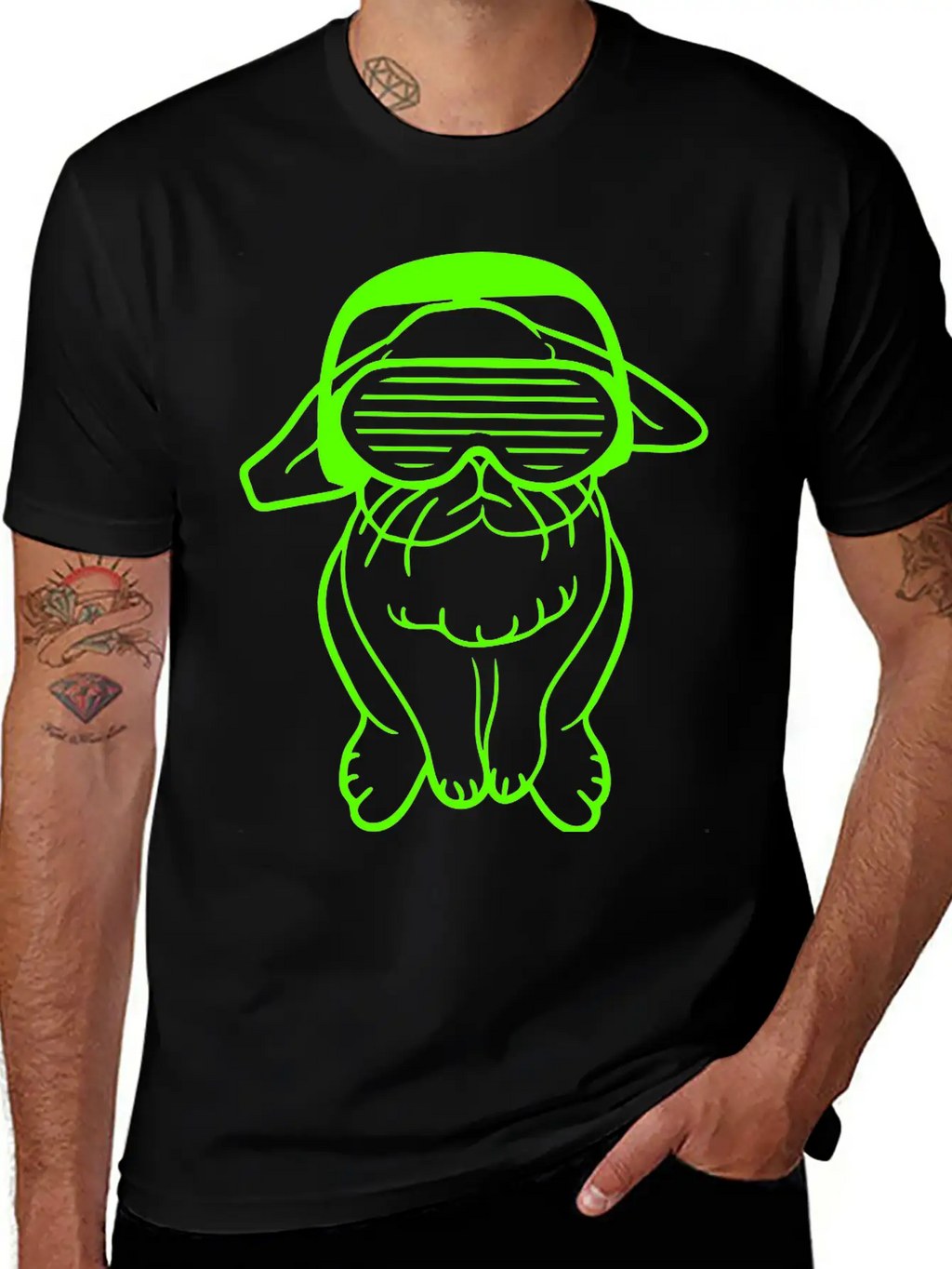 DJ Green Easter Bunny Rabbit Headphone Music Party Modern Fit Casual T-Shirt – Clean And Versatile Design