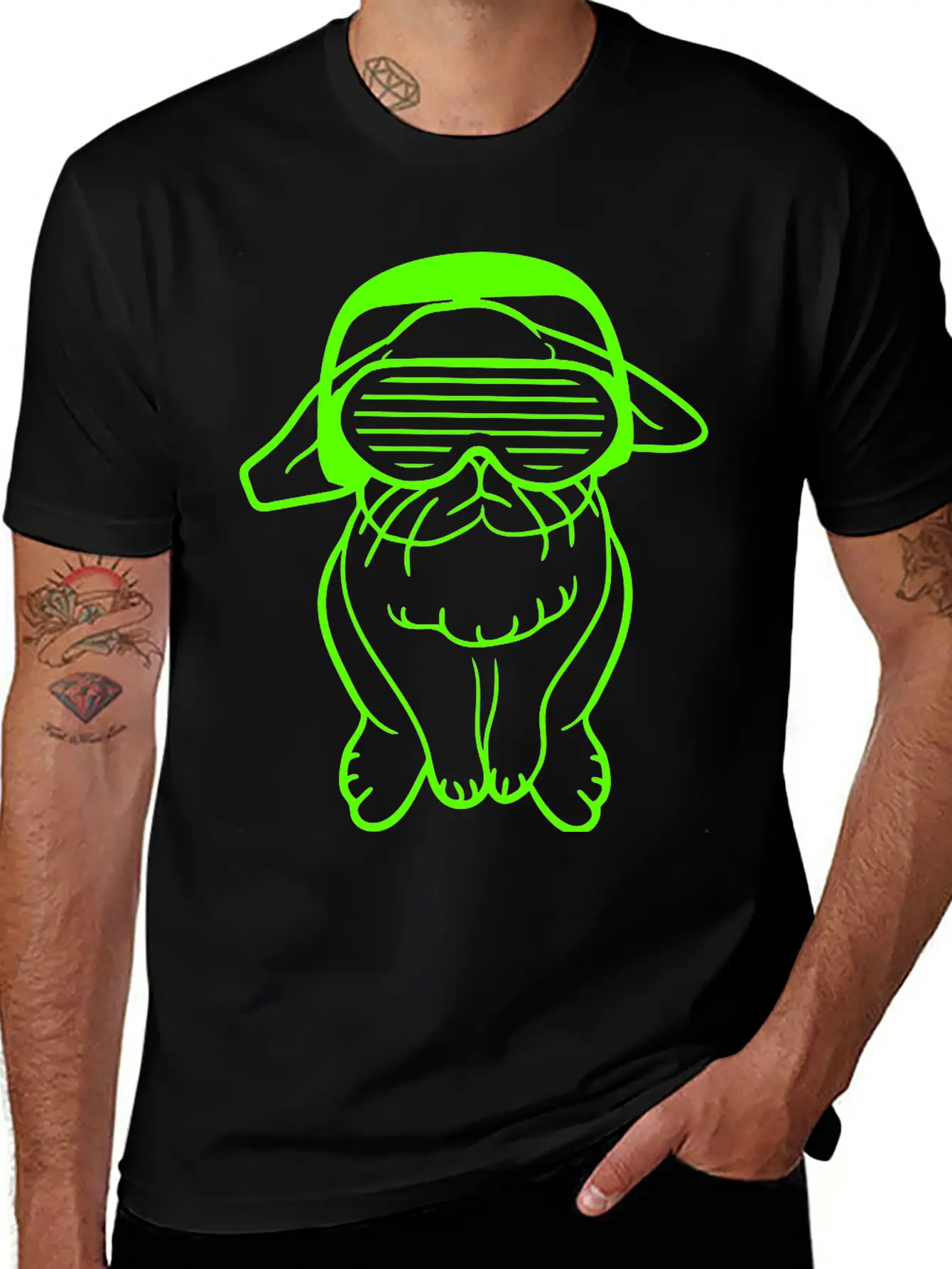 DJ Green Easter Bunny Rabbit Headphone Music Party Modern Fit Casual T-Shirt – Clean And Versatile Design