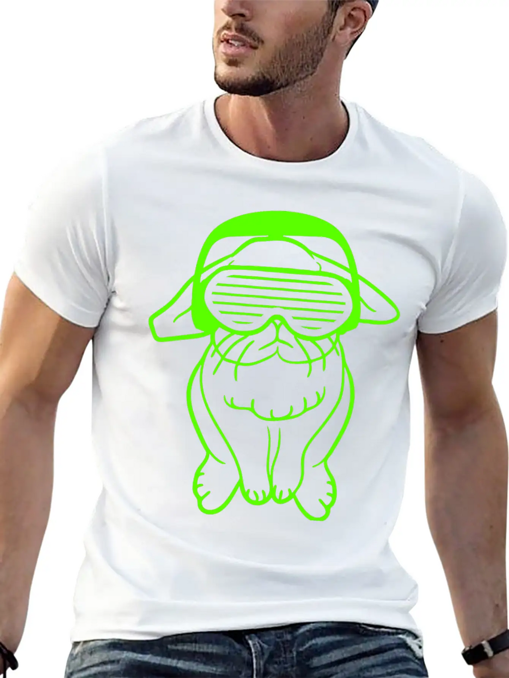 DJ Green Easter Bunny Rabbit Headphone Music Party Modern Fit Casual T-Shirt – Clean And Versatile Design