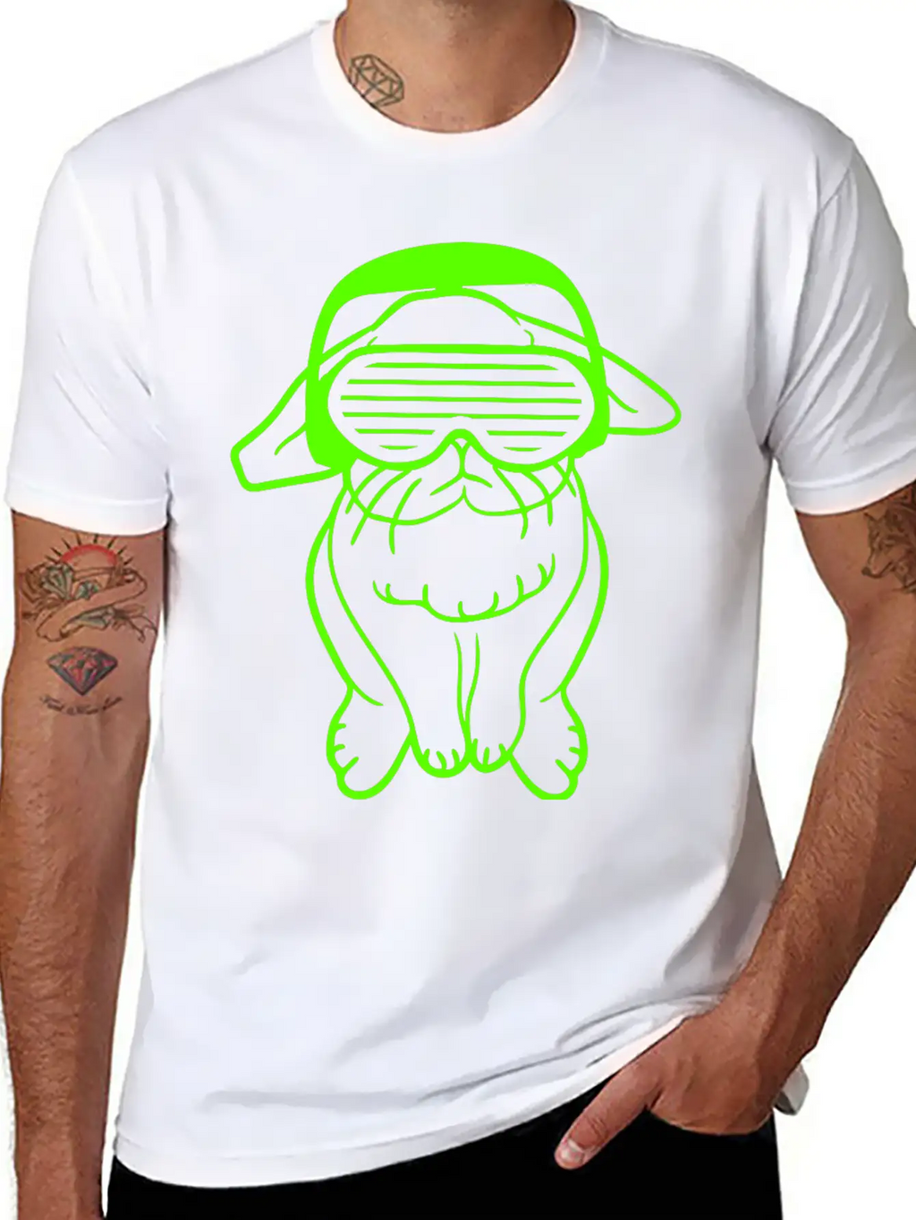 DJ Green Easter Bunny Rabbit Headphone Music Party Modern Fit Casual T-Shirt – Clean And Versatile Design