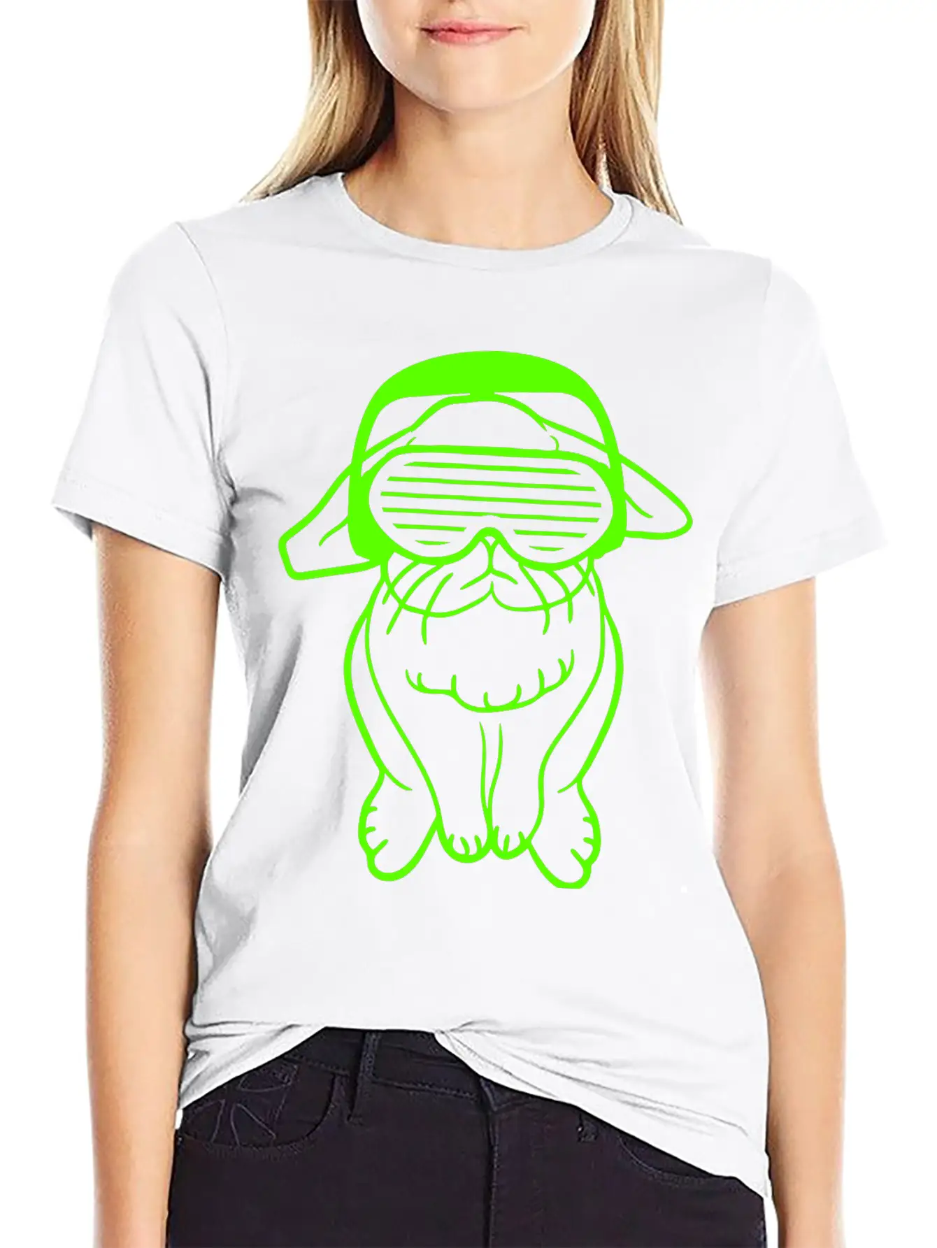 DJ Green Easter Bunny Rabbit Headphone Music Party Modern Fit Casual T-Shirt – Clean And Versatile Design