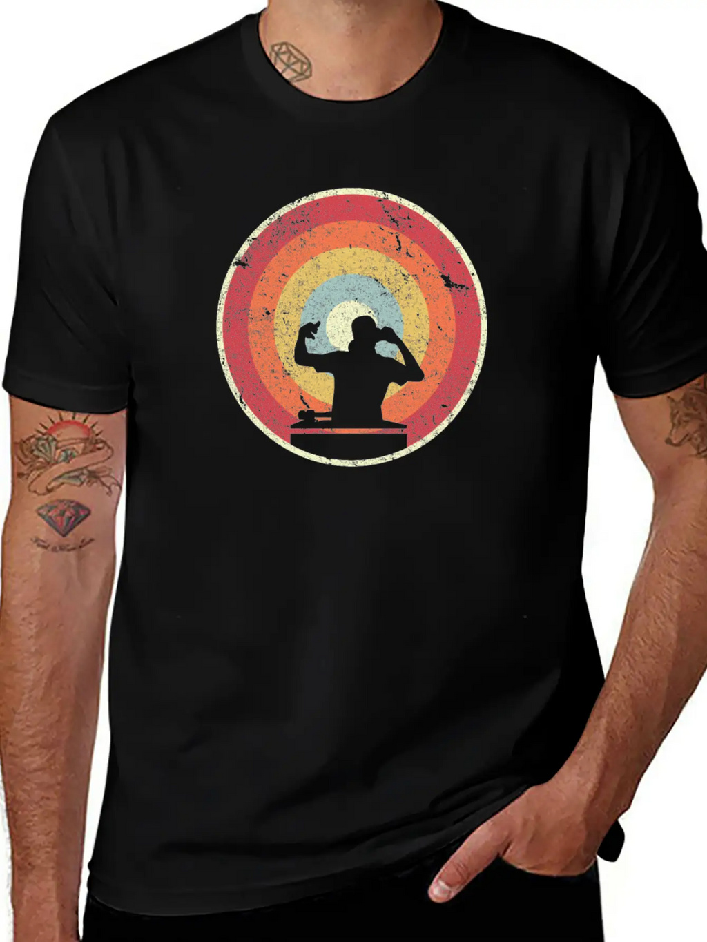DJ Product. Retro Style Print For Vinyl DJ Timeless Short Sleeve Tee – Comfy And Minimalist Design