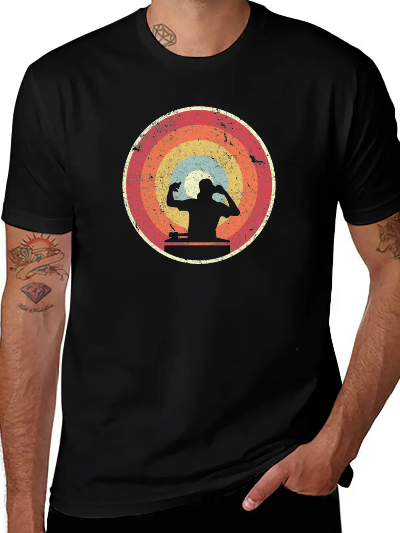 DJ Product. Retro Style Print For Vinyl DJ Timeless Short Sleeve Tee – Comfy And Minimalist Design