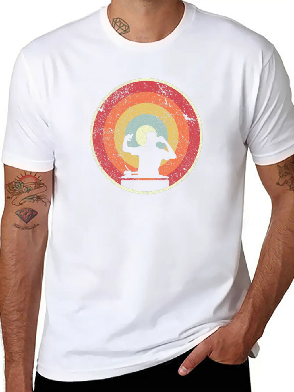 DJ Product. Retro Style Print For Vinyl DJ Timeless Short Sleeve Tee – Comfy And Minimalist Design
