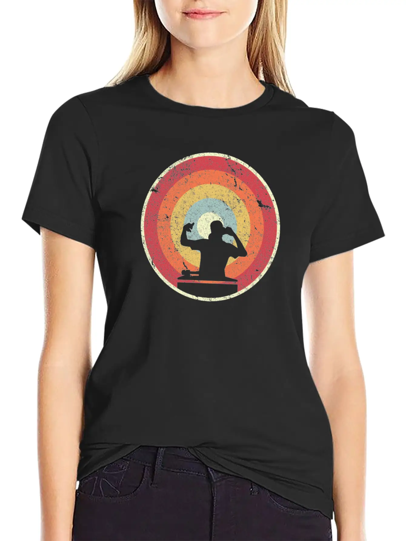 DJ Product. Retro Style Print For Vinyl DJ Timeless Short Sleeve Tee – Comfy And Minimalist Design