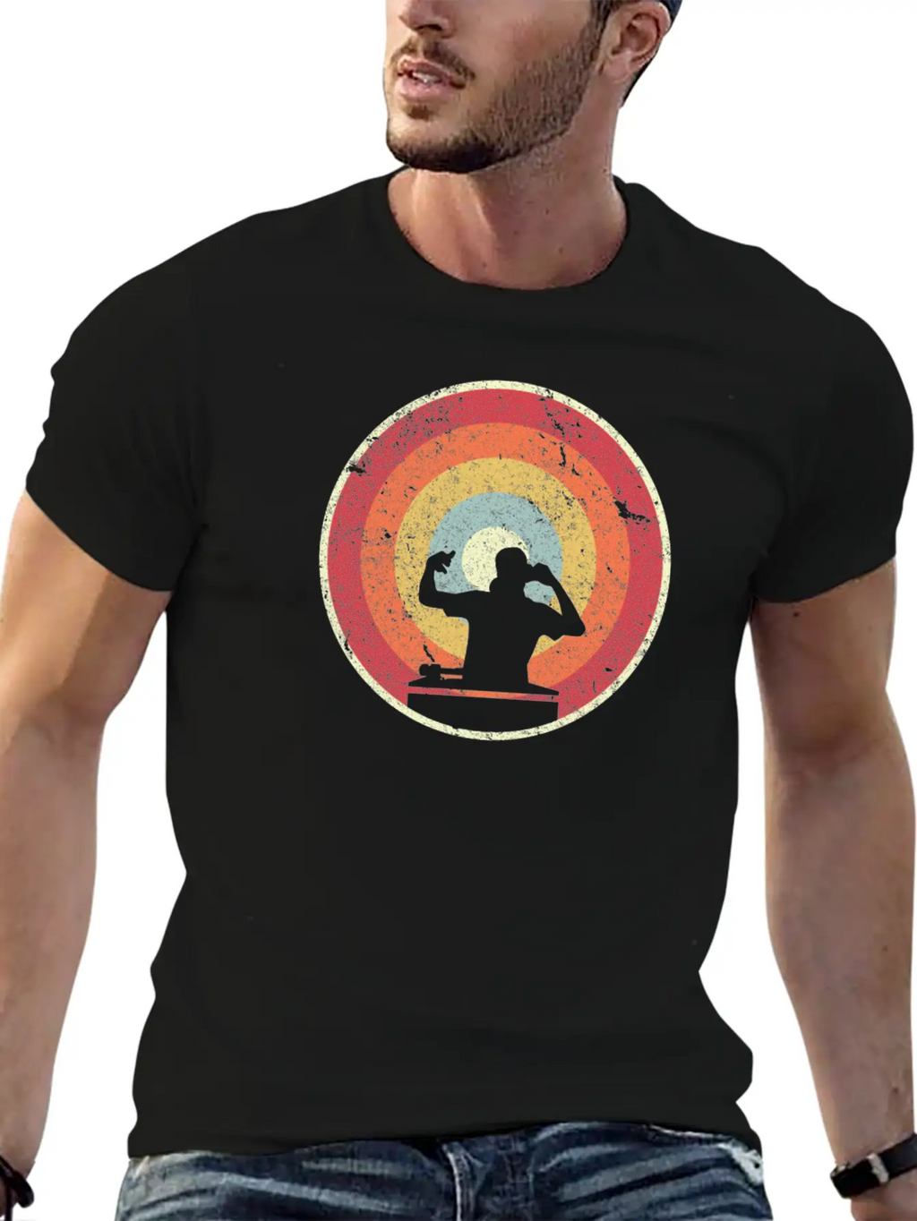 DJ Product. Retro Style Print For Vinyl DJ Timeless Short Sleeve Tee – Comfy And Minimalist Design