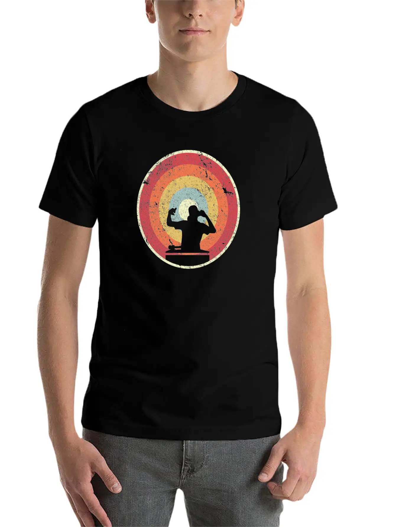 DJ Product. Retro Style Print For Vinyl DJ Timeless Short Sleeve Tee – Comfy And Minimalist Design