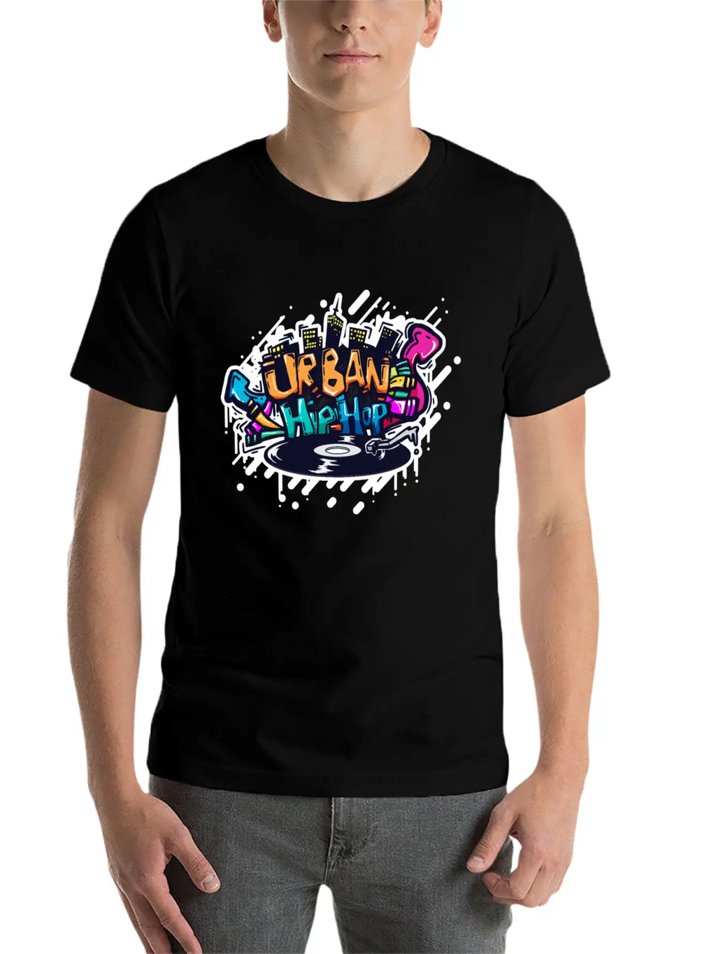 DJ TURNTABLE GRAFFITI Stylish Everyday T-Shirt – Unisex Basic Cotton Tee
