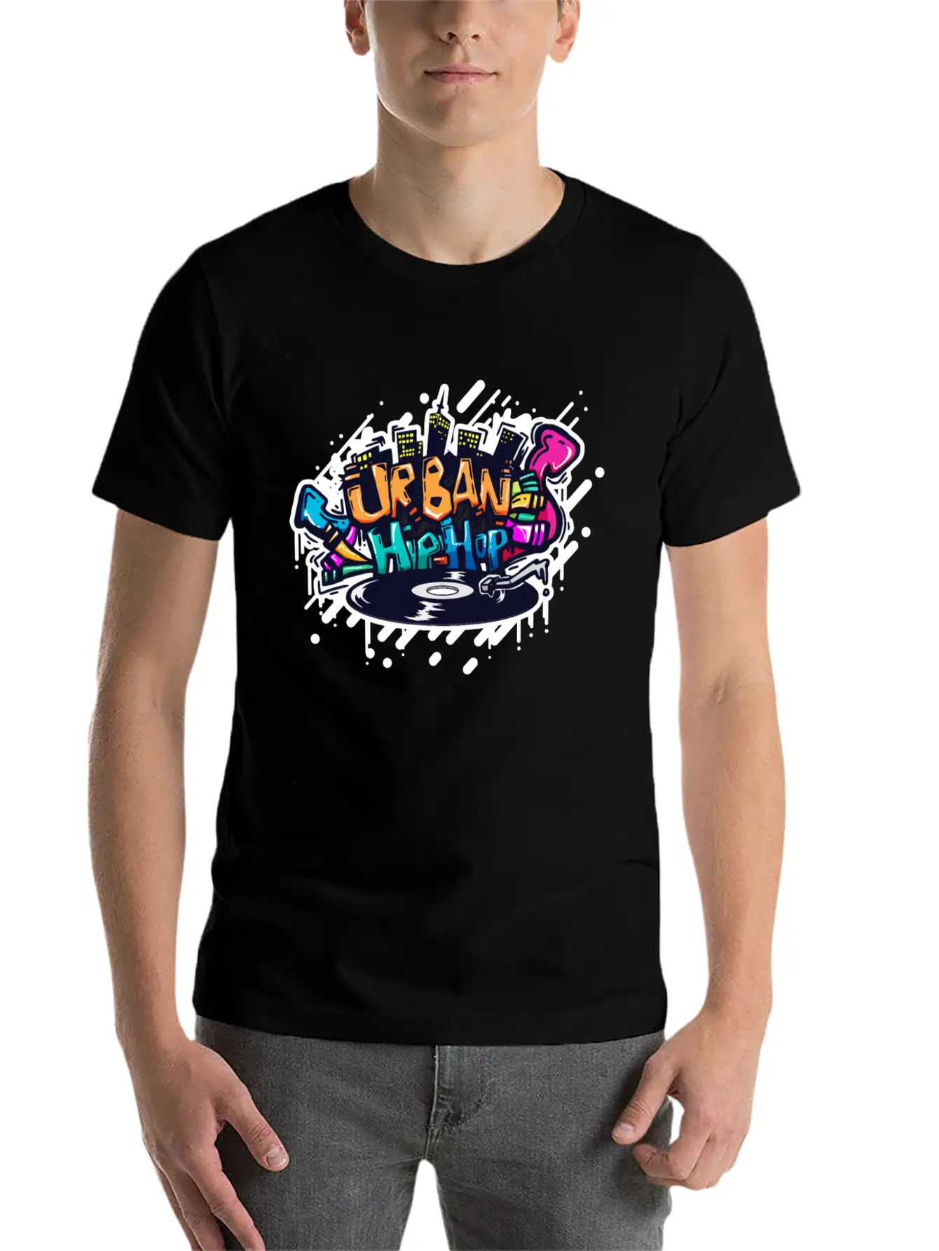 DJ TURNTABLE GRAFFITI Stylish Everyday T-Shirt – Unisex Basic Cotton Tee