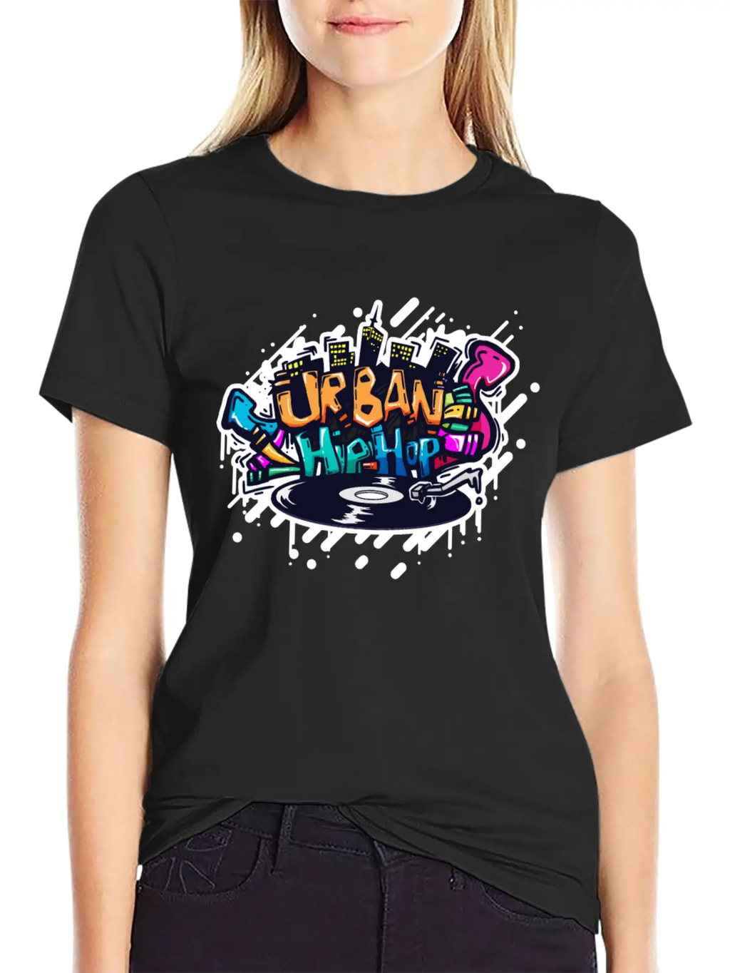 DJ TURNTABLE GRAFFITI Stylish Everyday T-Shirt – Unisex Basic Cotton Tee