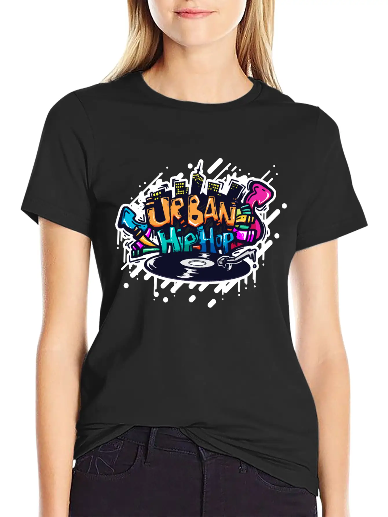 DJ TURNTABLE GRAFFITI Stylish Everyday T-Shirt – Unisex Basic Cotton Tee