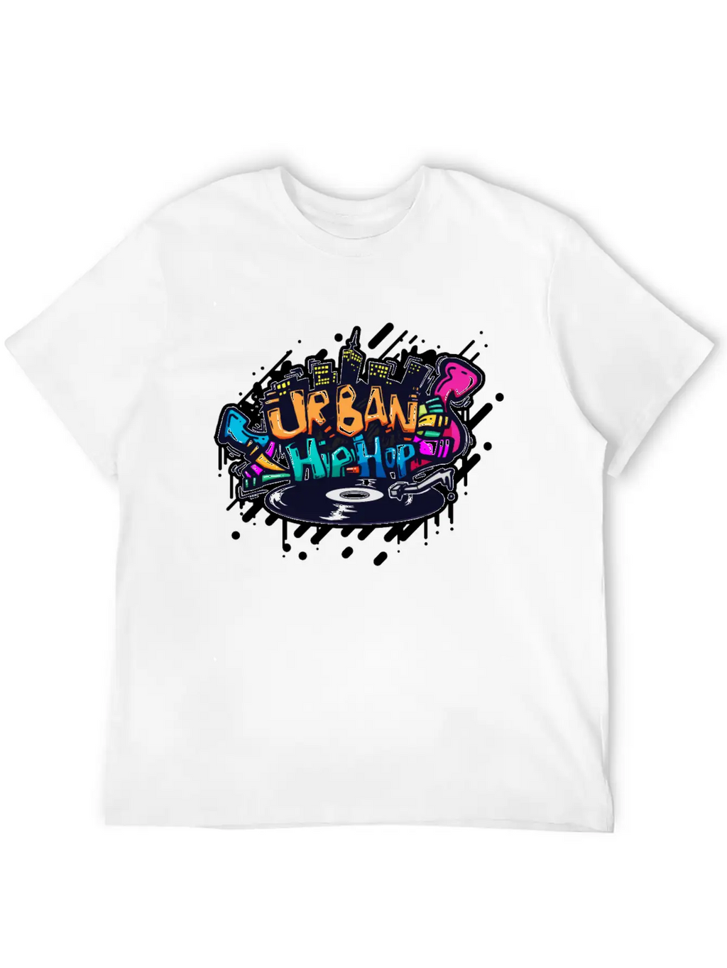 DJ TURNTABLE GRAFFITI Stylish Everyday T-Shirt – Unisex Basic Cotton Tee