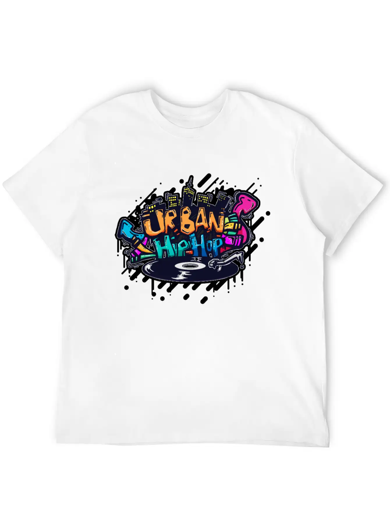 DJ TURNTABLE GRAFFITI Stylish Everyday T-Shirt – Unisex Basic Cotton Tee