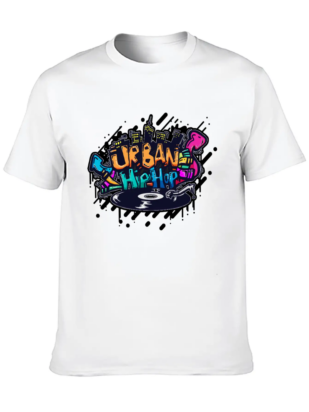 DJ TURNTABLE GRAFFITI Stylish Everyday T-Shirt – Unisex Basic Cotton Tee