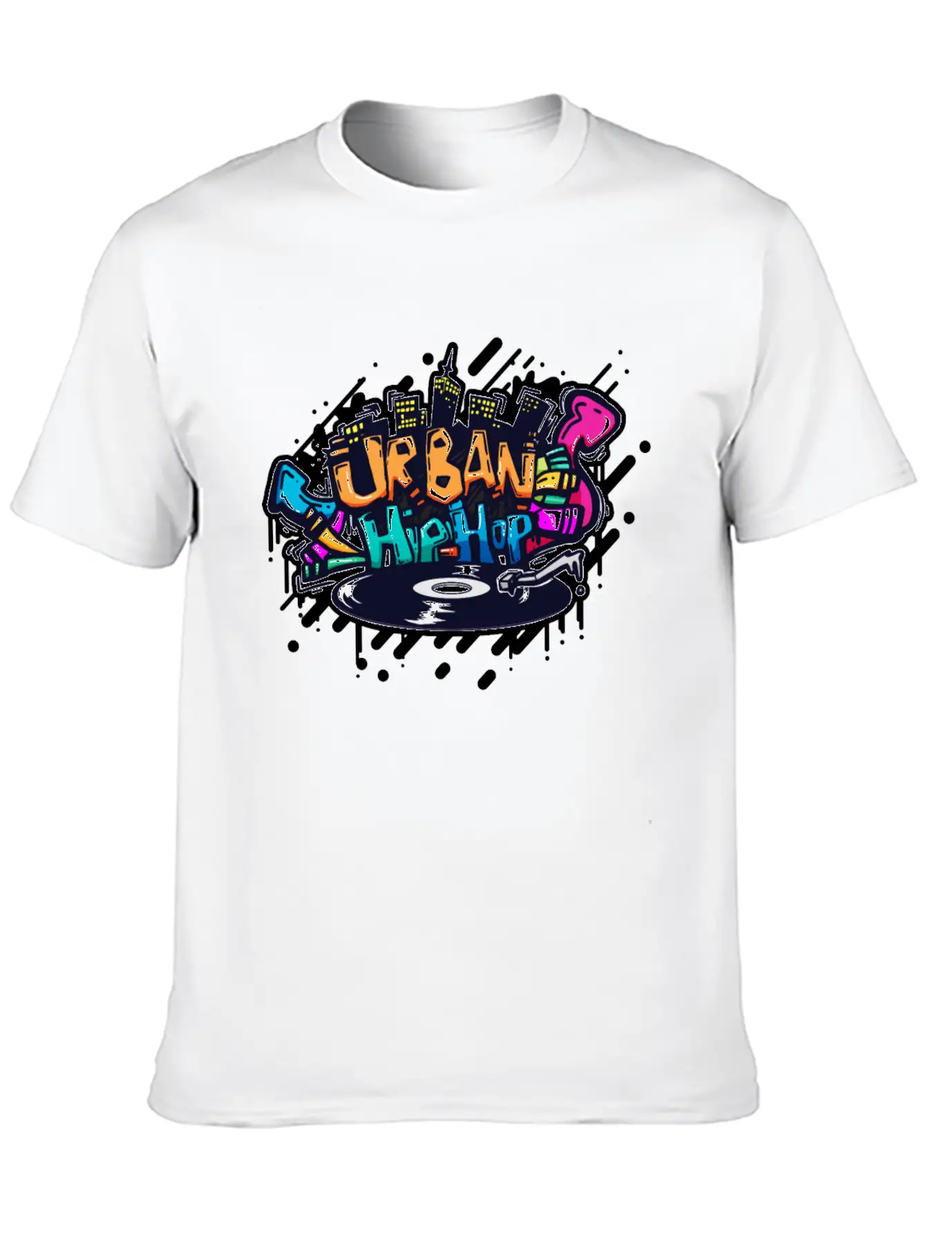 DJ TURNTABLE GRAFFITI Stylish Everyday T-Shirt – Unisex Basic Cotton Tee