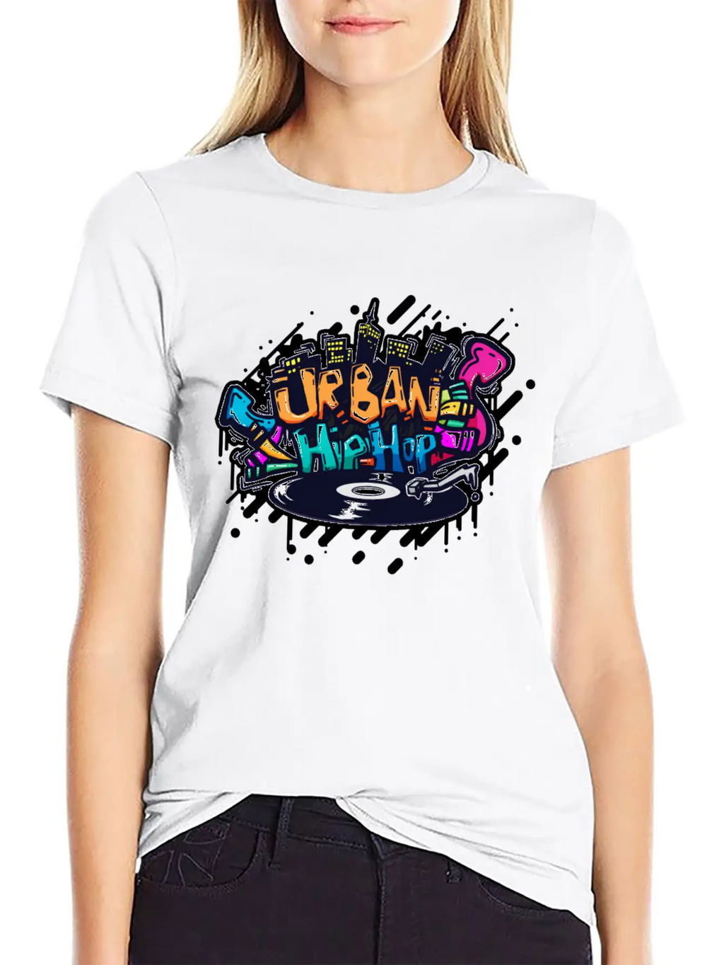 DJ TURNTABLE GRAFFITI Stylish Everyday T-Shirt – Unisex Basic Cotton Tee