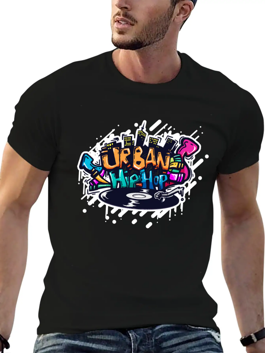 DJ TURNTABLE GRAFFITI Stylish Everyday T-Shirt – Unisex Basic Cotton Tee