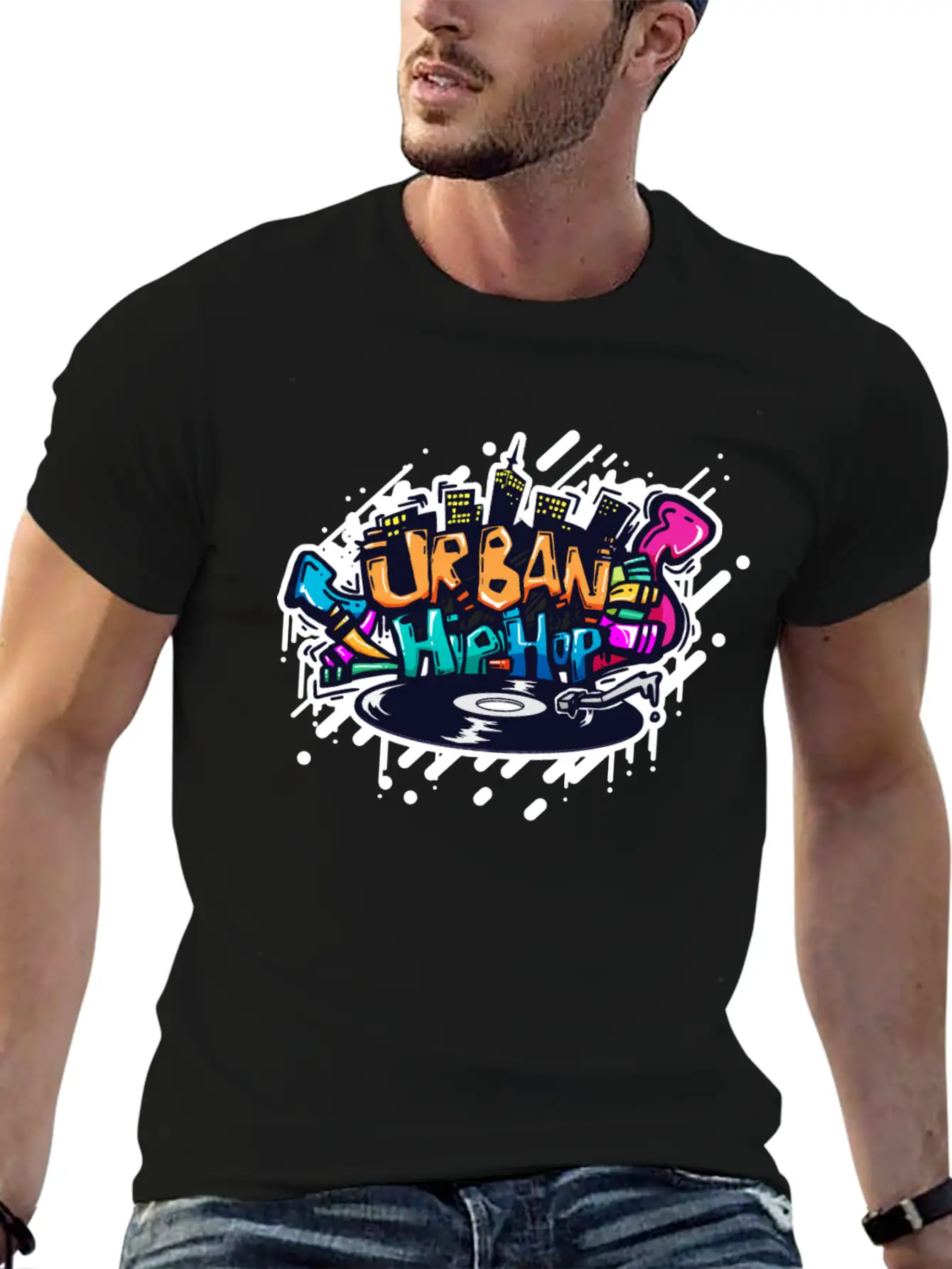 DJ TURNTABLE GRAFFITI Stylish Everyday T-Shirt – Unisex Basic Cotton Tee