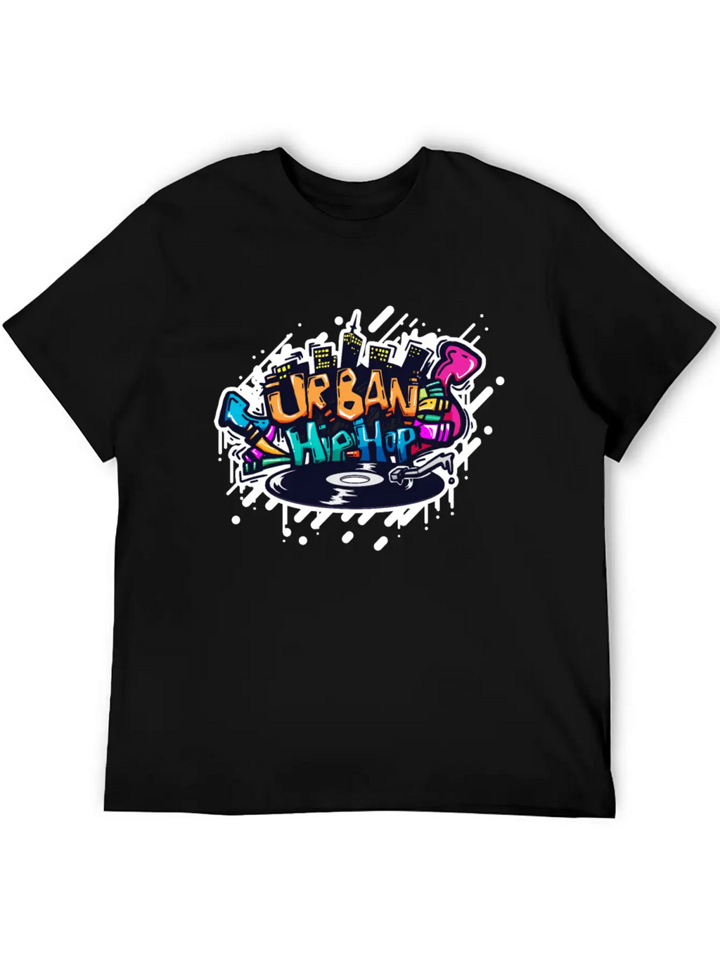 DJ TURNTABLE GRAFFITI Stylish Everyday T-Shirt – Unisex Basic Cotton Tee