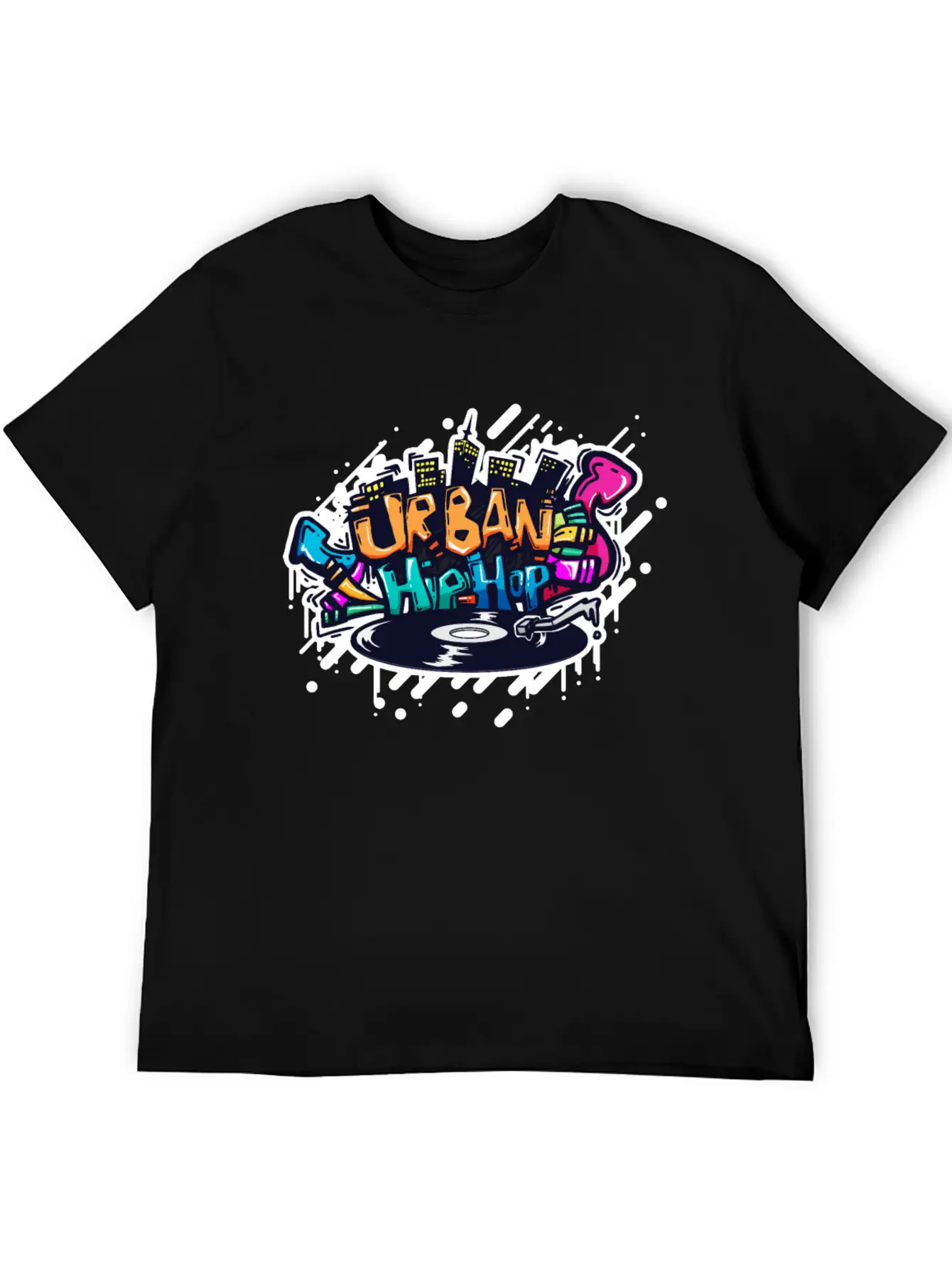 DJ TURNTABLE GRAFFITI Stylish Everyday T-Shirt – Unisex Basic Cotton Tee