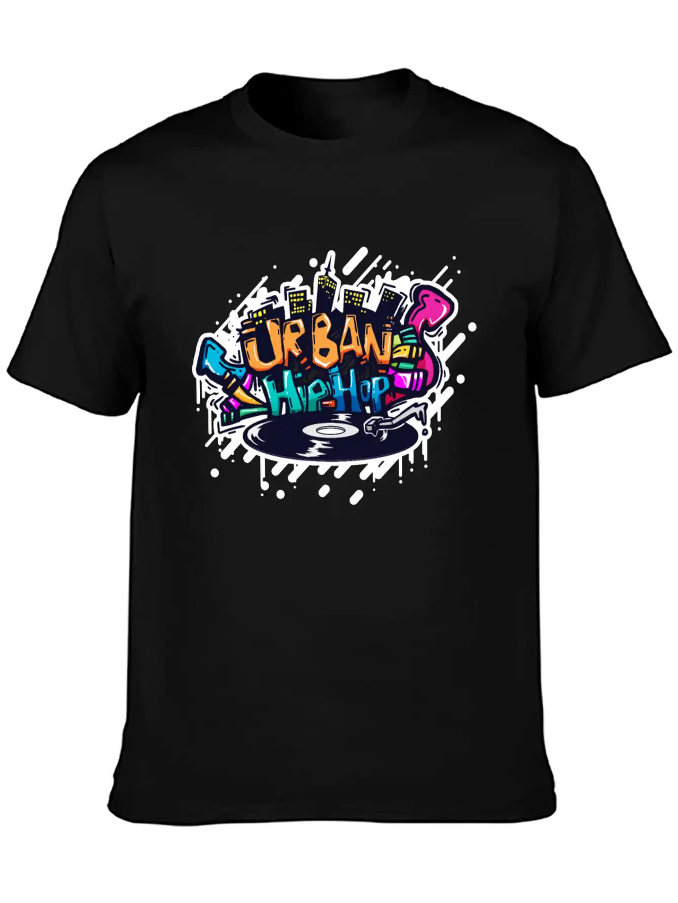 DJ TURNTABLE GRAFFITI Stylish Everyday T-Shirt – Unisex Basic Cotton Tee