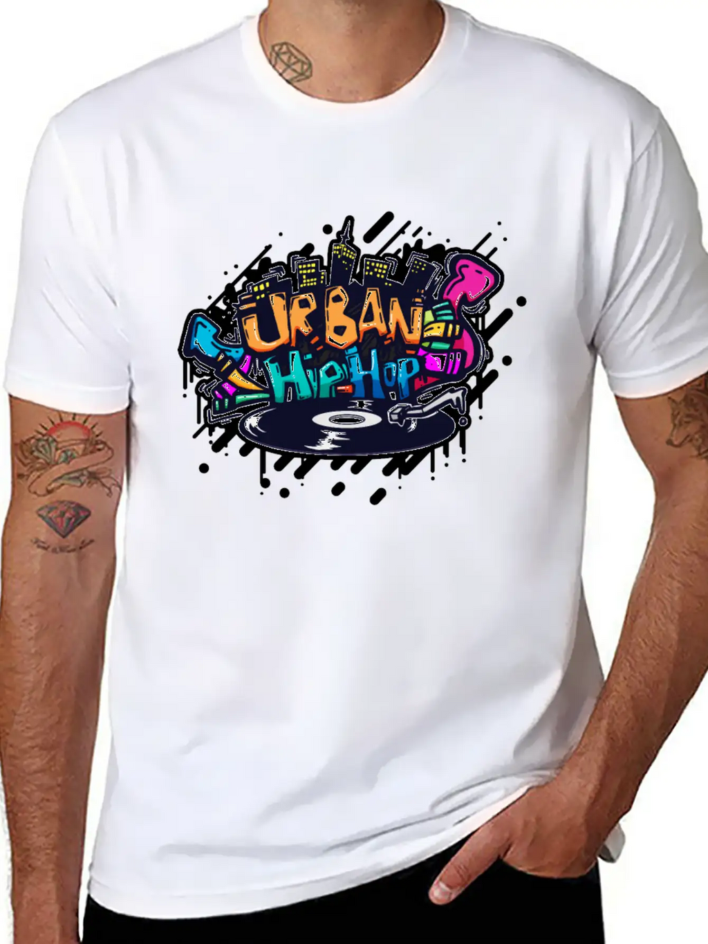 DJ TURNTABLE GRAFFITI Stylish Everyday T-Shirt – Unisex Basic Cotton Tee