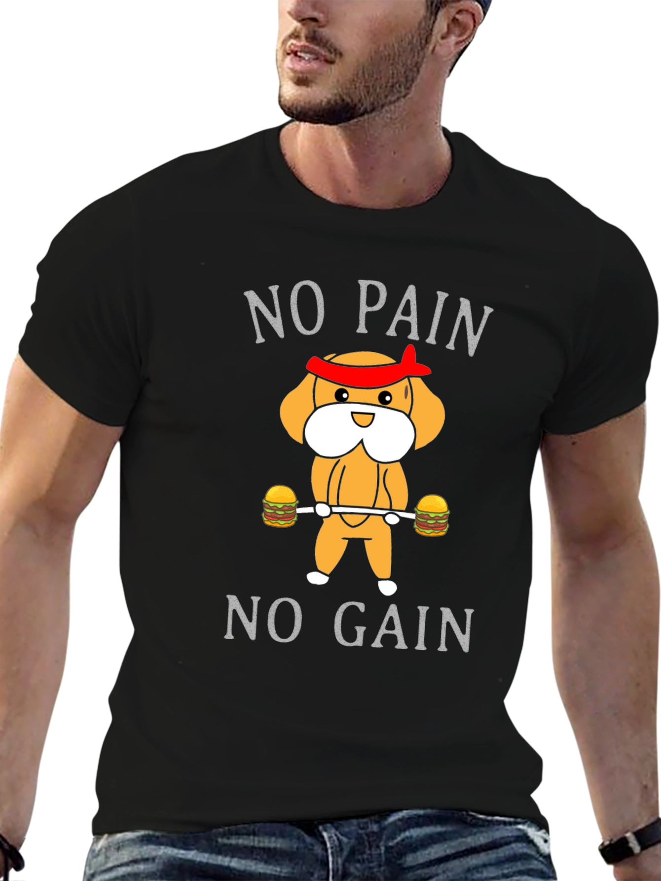 No Pain No Gain Cartoon Dog T-Shirt