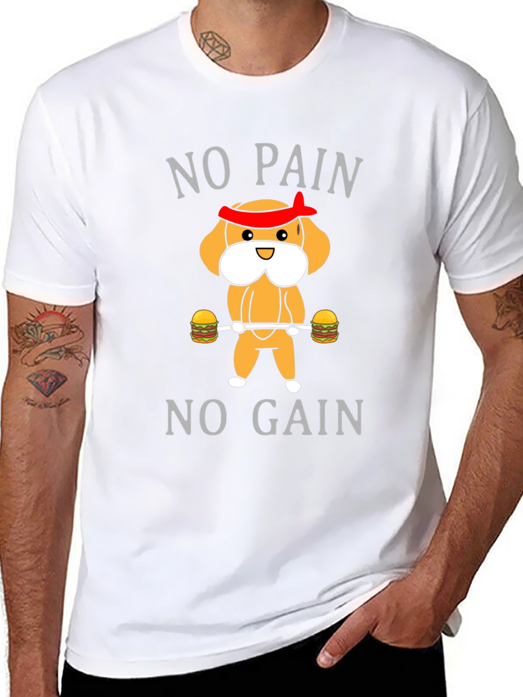 No Pain No Gain Cartoon Dog T-Shirt