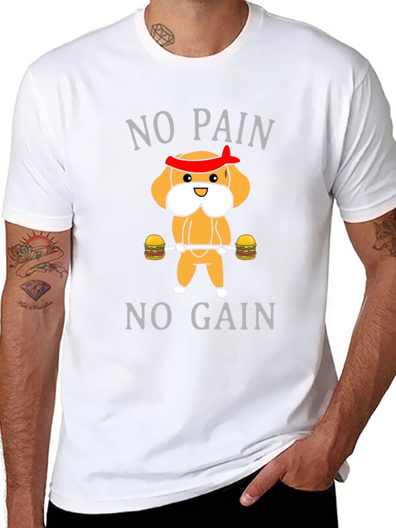 No Pain No Gain Cartoon Dog T-Shirt