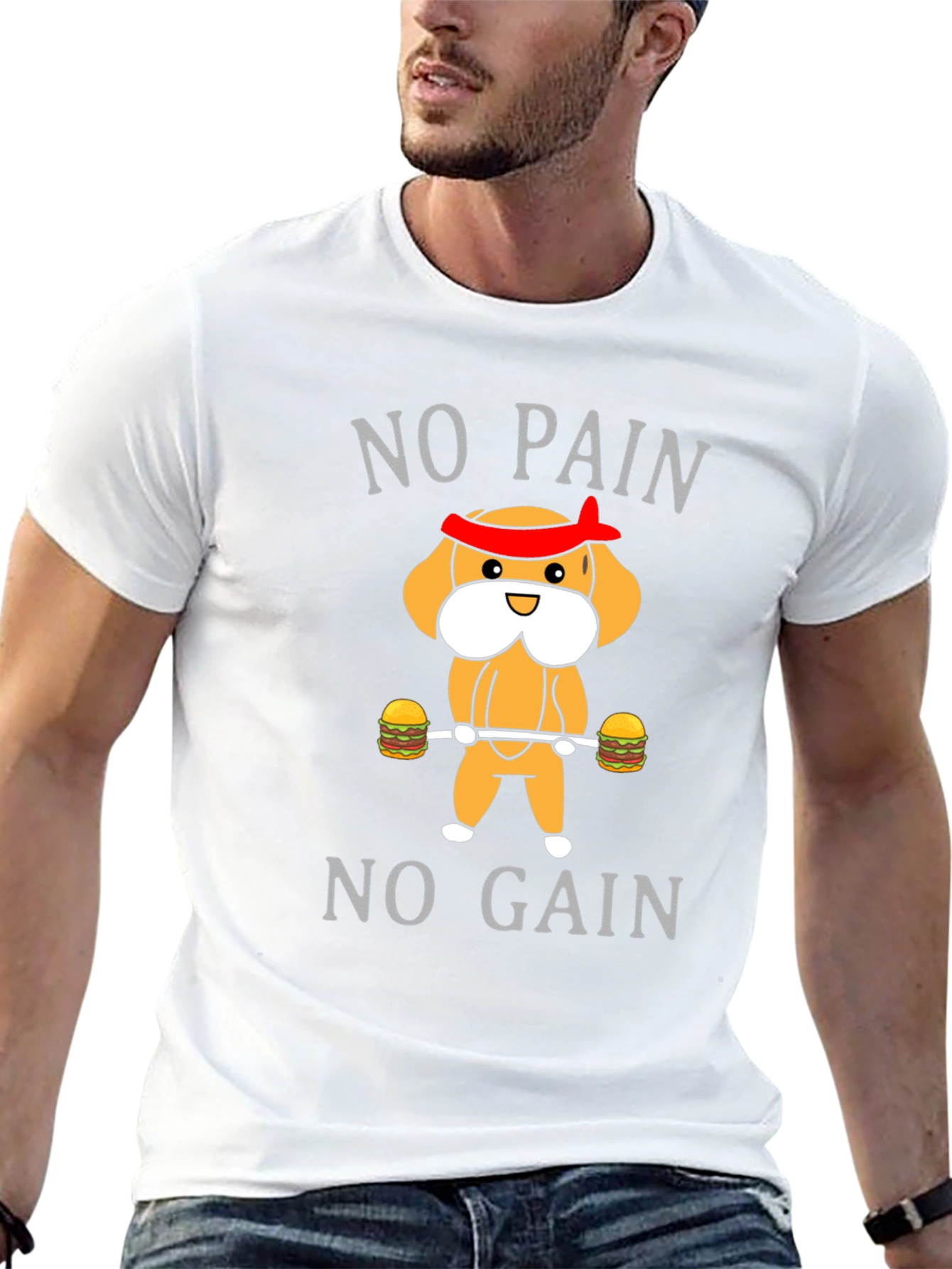 No Pain No Gain Cartoon Dog T-Shirt