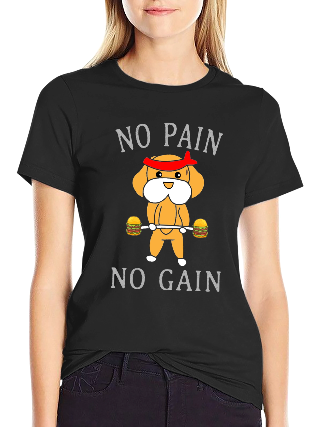 No Pain No Gain Cartoon Dog T-Shirt