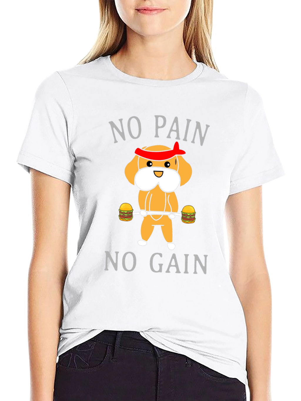 No Pain No Gain Cartoon Dog T-Shirt