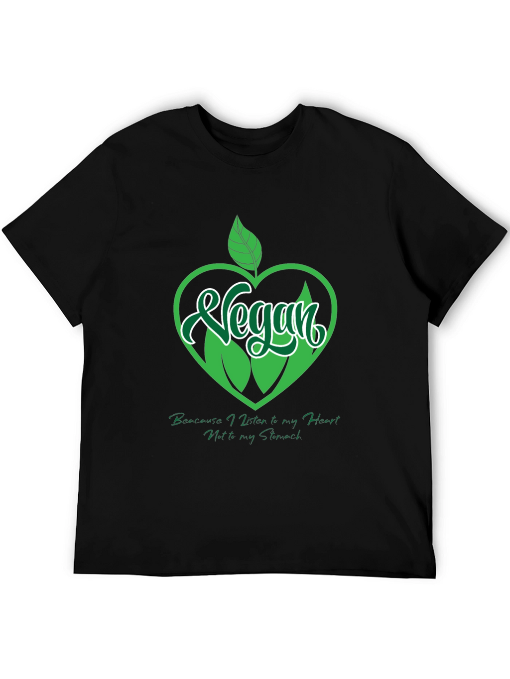 Vegan Heart Graphic T-Shirt - Black
