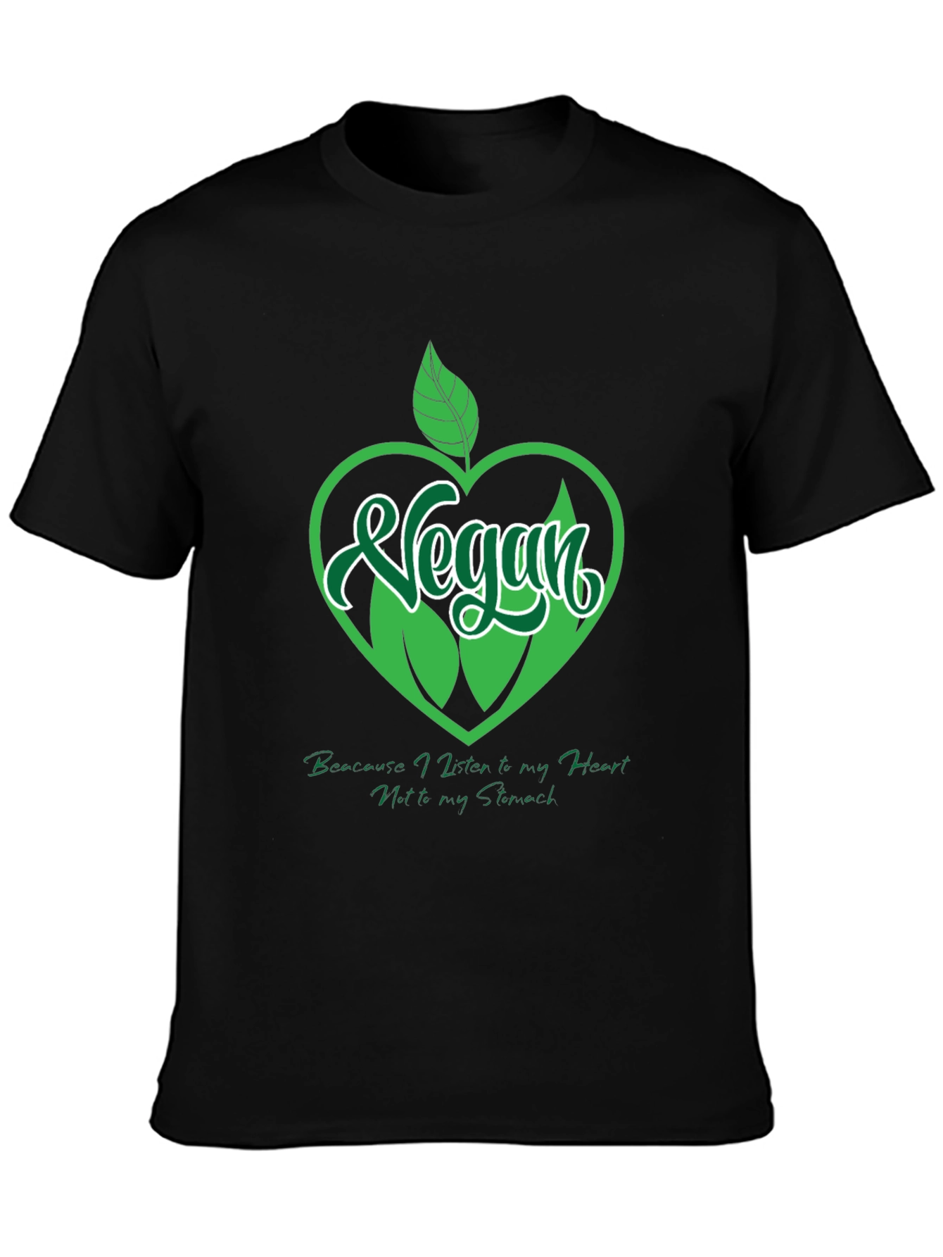 Vegan Heart Graphic T-Shirt - Black