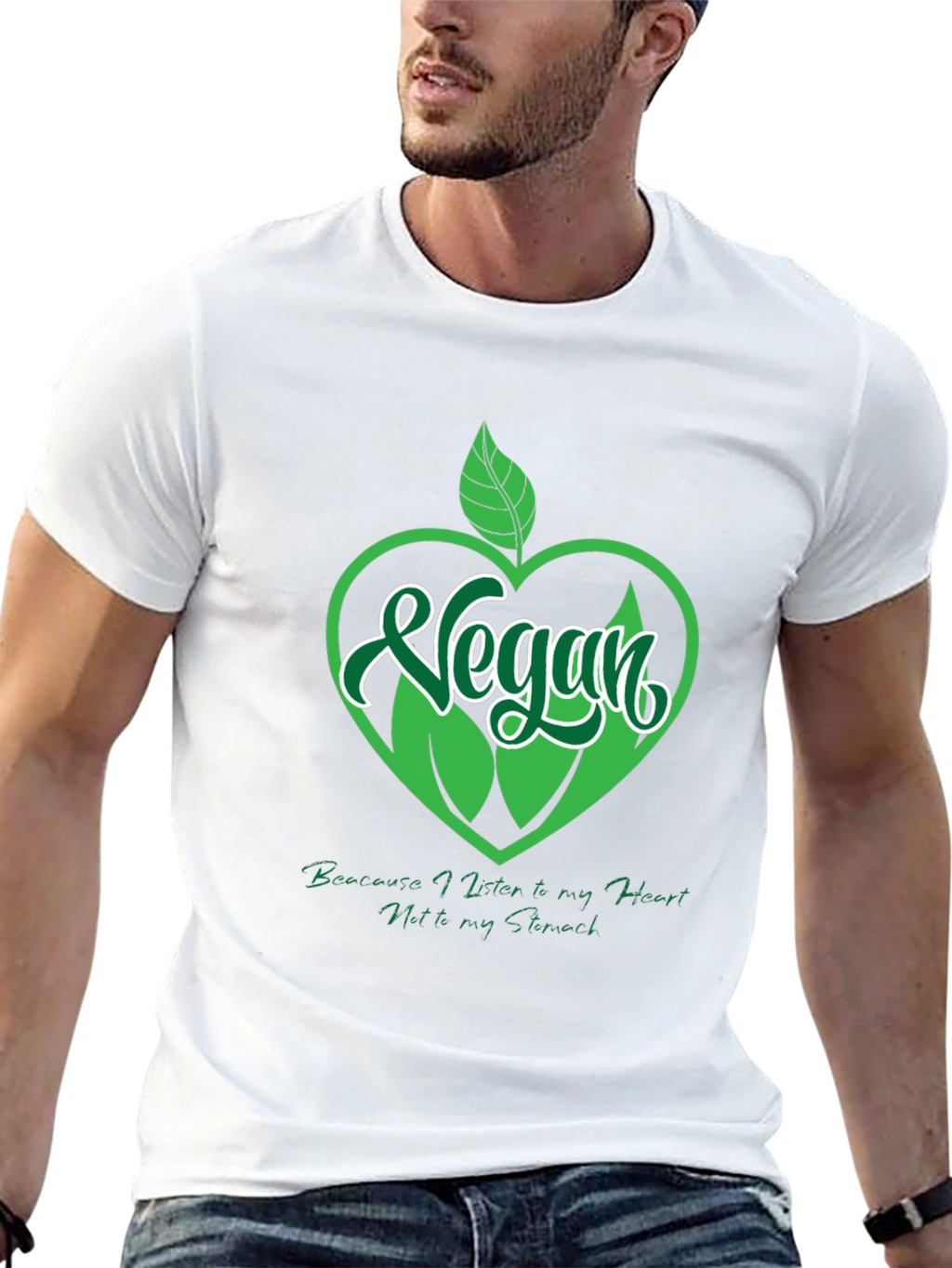 Vegan Heart Graphic T-Shirt - Black