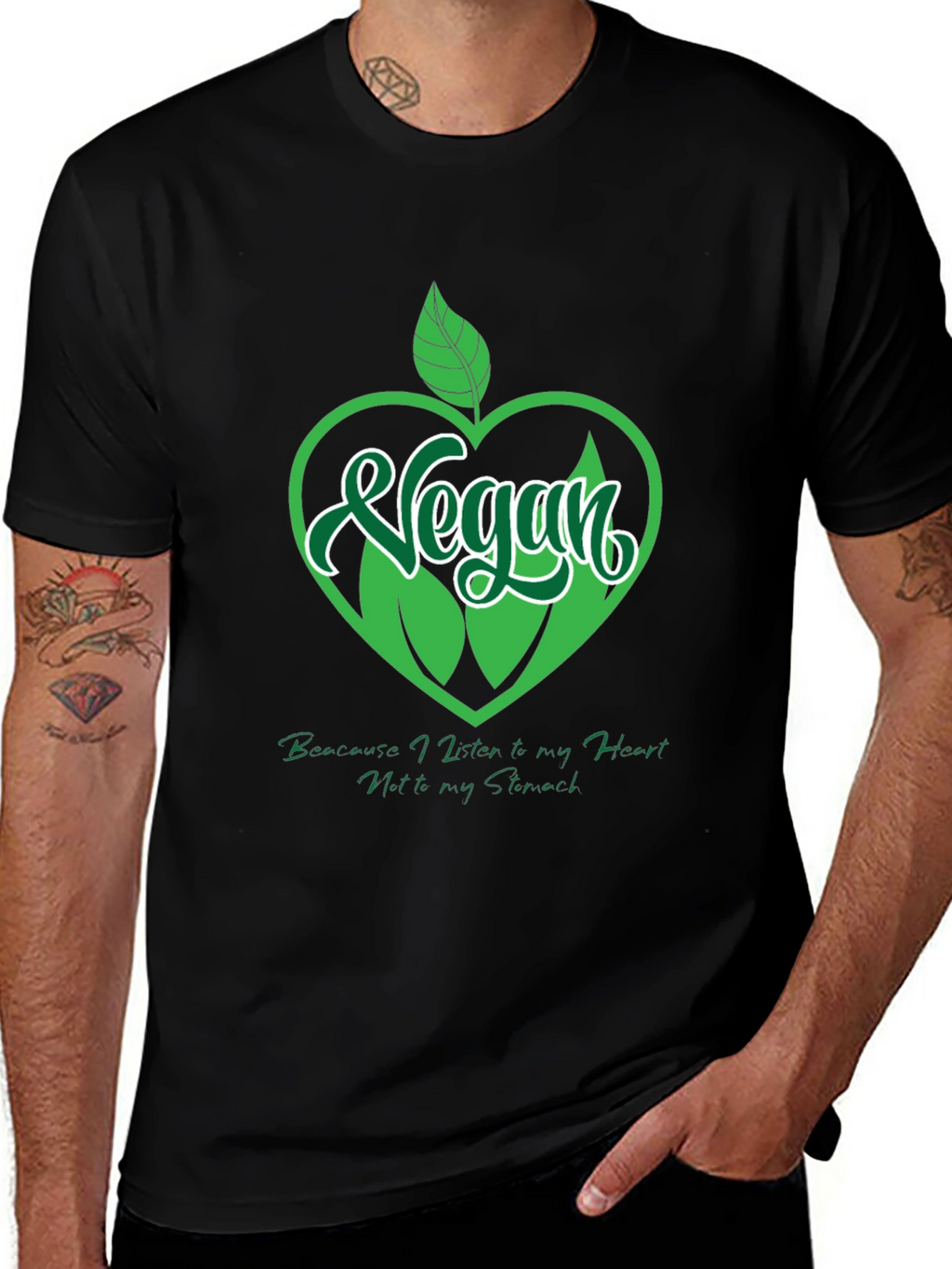 Vegan Heart Graphic T-Shirt - Black
