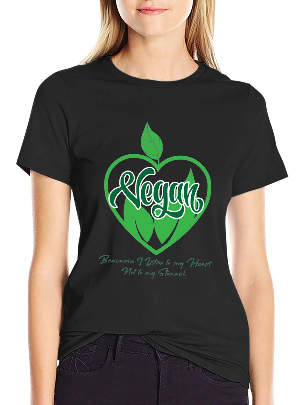 Vegan Heart Graphic T-Shirt - Black