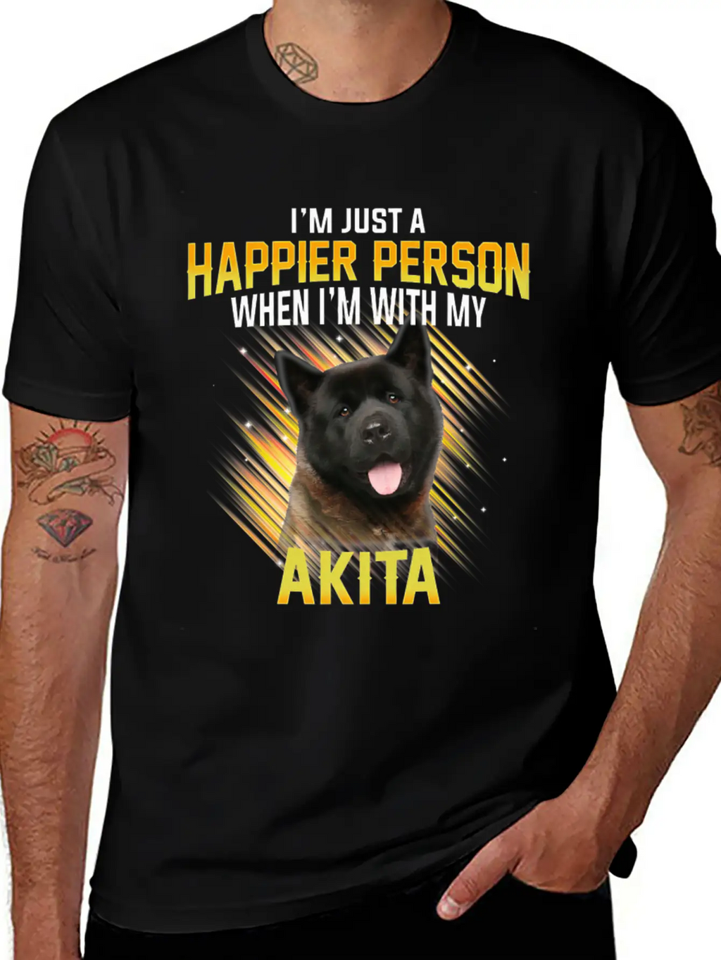 Dog Akita Im Just A Happier Person Classic Cotton Tee – Unisex Comfort For Any Season
