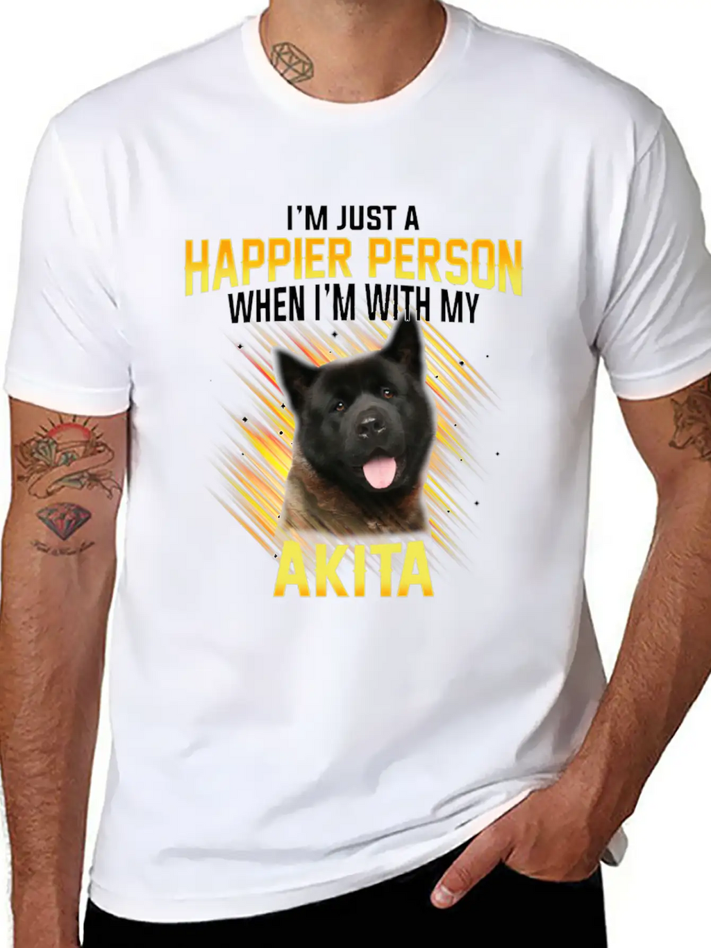 Dog Akita Im Just A Happier Person Classic Cotton Tee – Unisex Comfort For Any Season