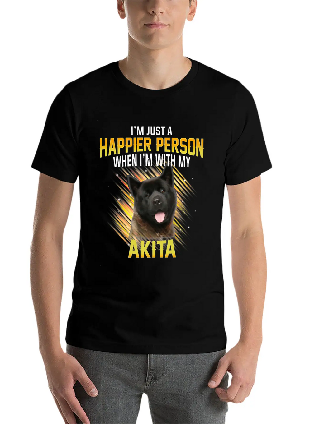 Dog Akita Im Just A Happier Person Classic Cotton Tee – Unisex Comfort For Any Season