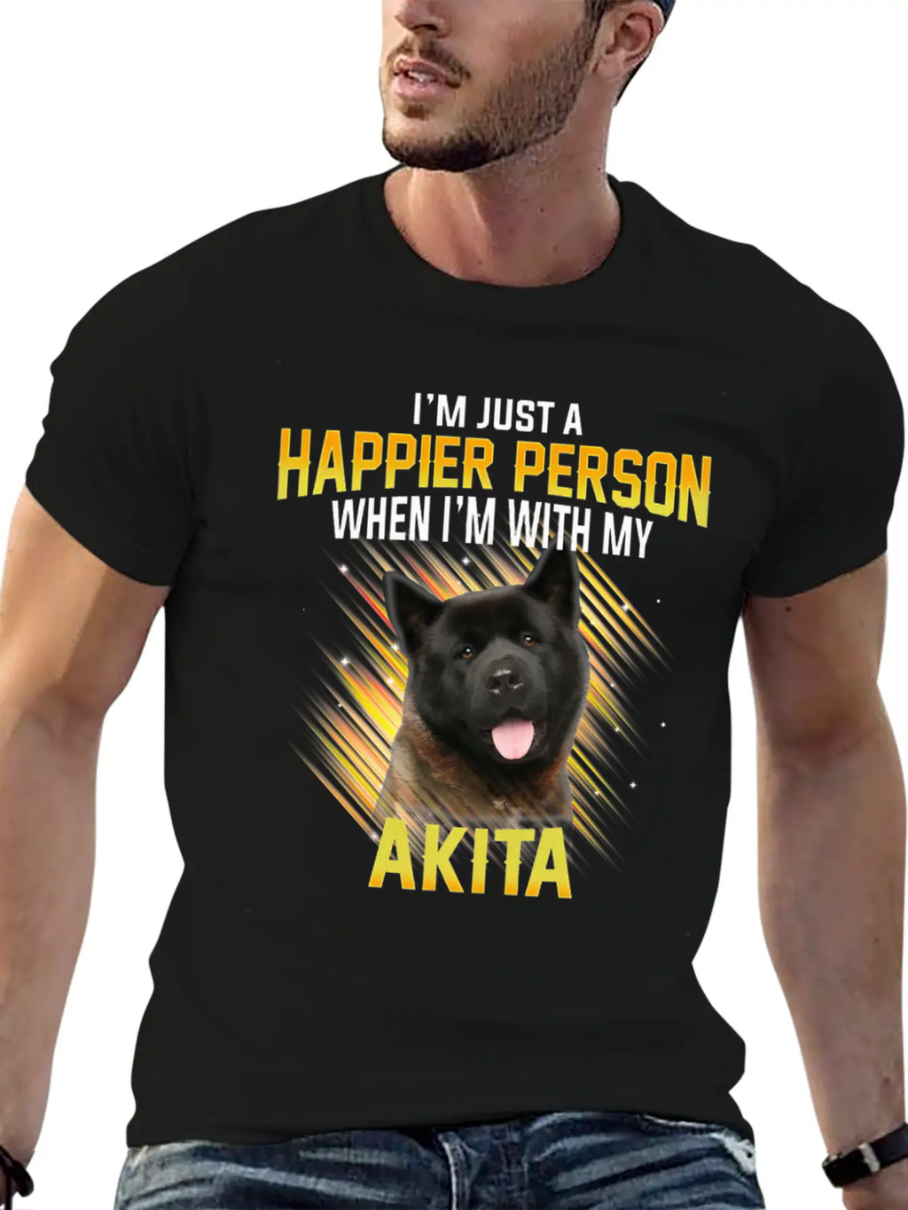 Dog Akita Im Just A Happier Person Classic Cotton Tee – Unisex Comfort For Any Season