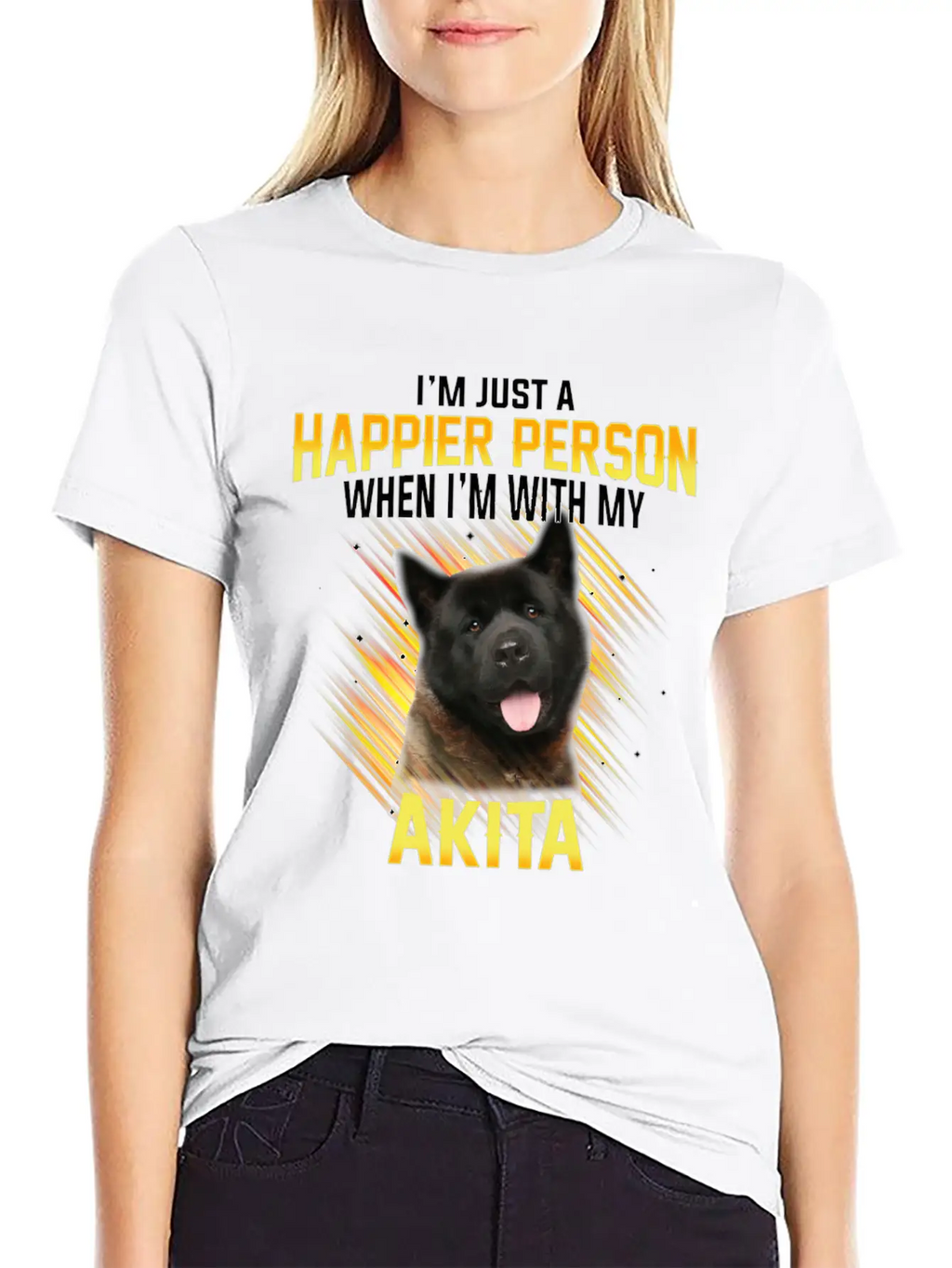 Dog Akita Im Just A Happier Person Classic Cotton Tee – Unisex Comfort For Any Season