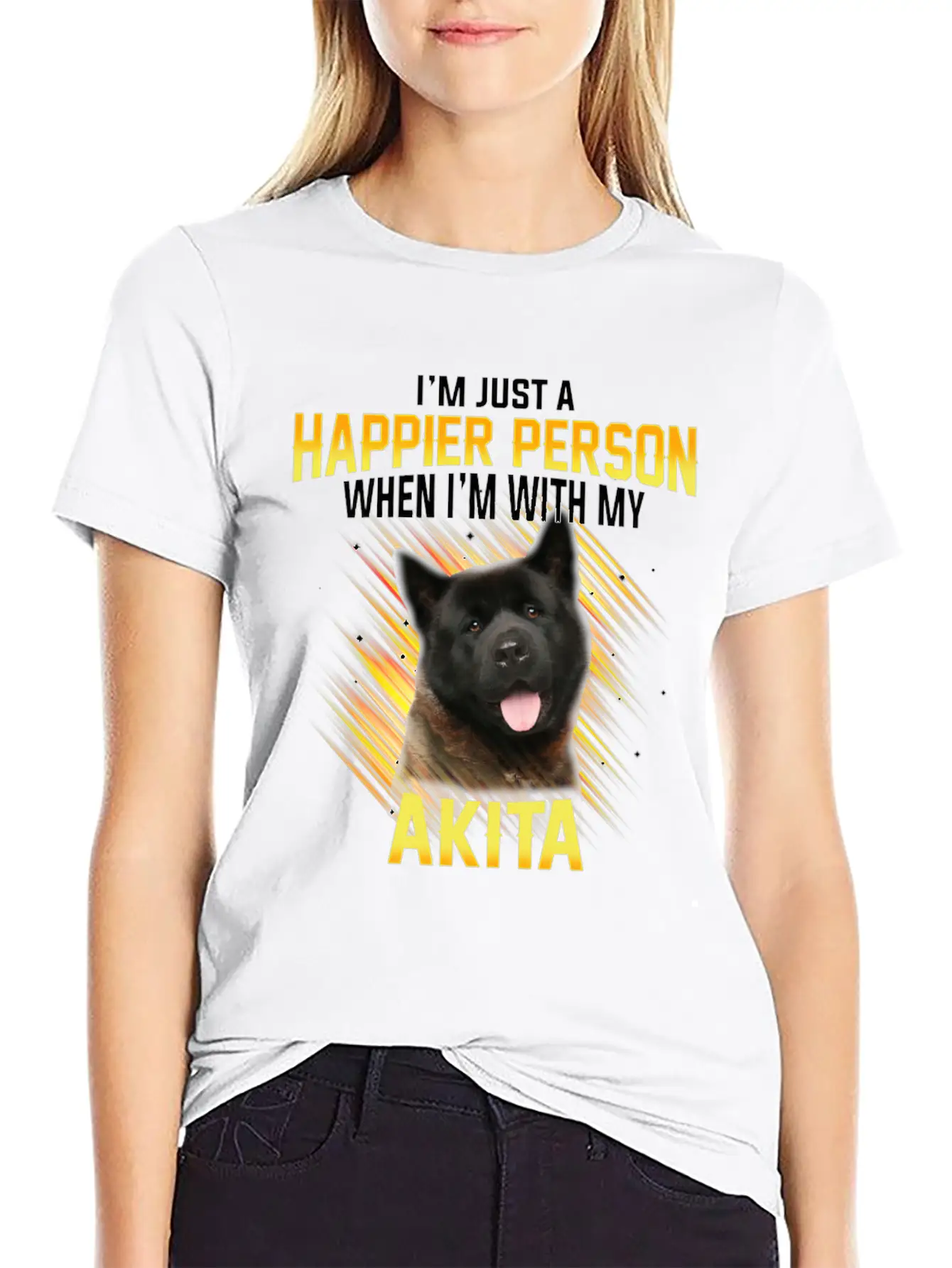 Dog Akita Im Just A Happier Person Classic Cotton Tee – Unisex Comfort For Any Season