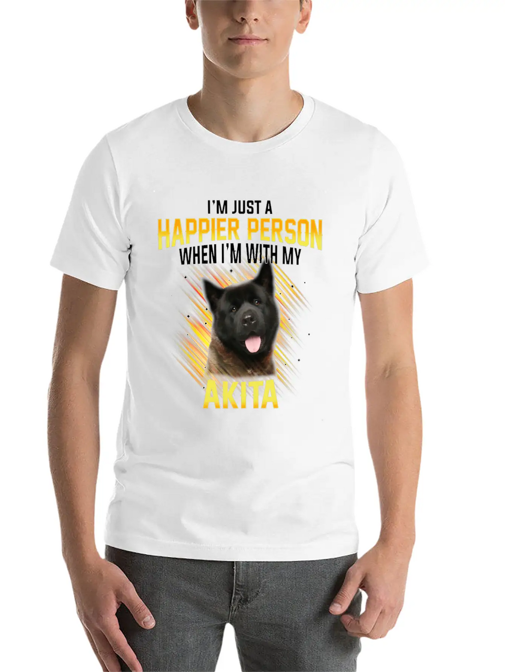 Dog Akita Im Just A Happier Person Classic Cotton Tee – Unisex Comfort For Any Season