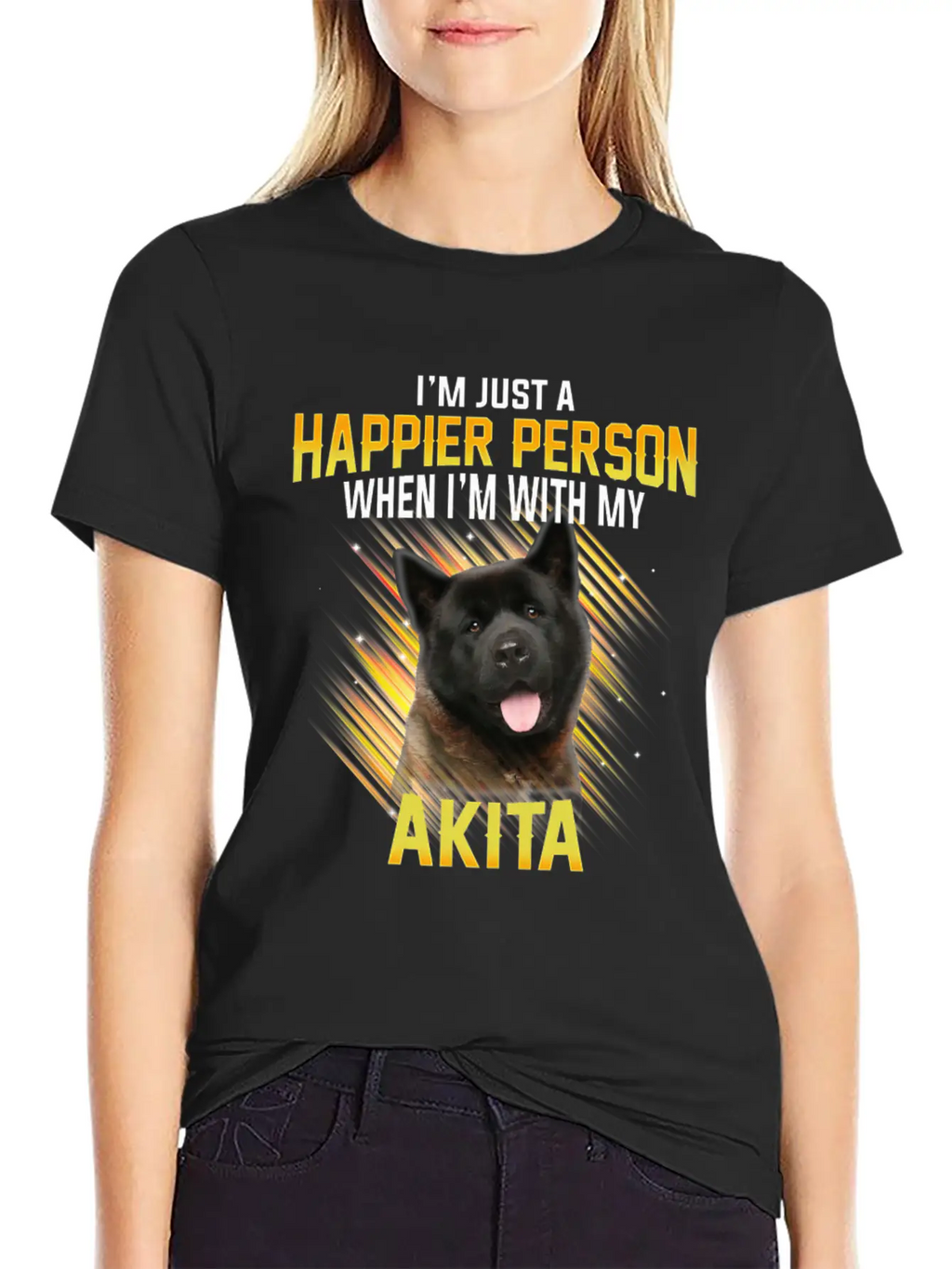 Dog Akita Im Just A Happier Person Classic Cotton Tee – Unisex Comfort For Any Season
